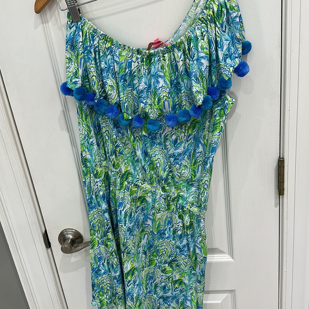 Lilly Pulitzer idara one shoulder dress printed Pom Pom romper - Picture 5 of 6